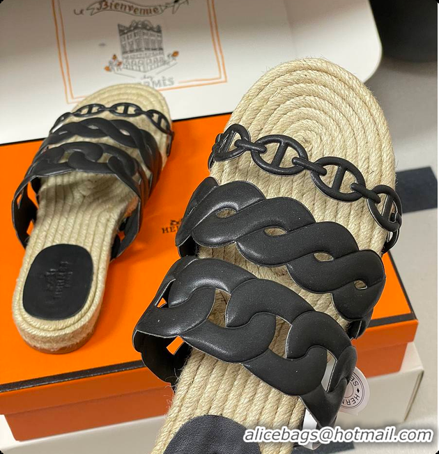 Good Quality Hermes Gwen Espadrille 'Black' 60702406