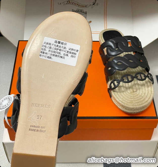 Good Quality Hermes Gwen Espadrille 'Black' 60702406