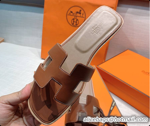 Durable Hermes Slippers Brown 60702410