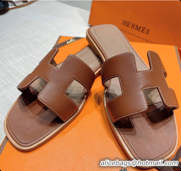 Durable Hermes Slippers Brown 60702410