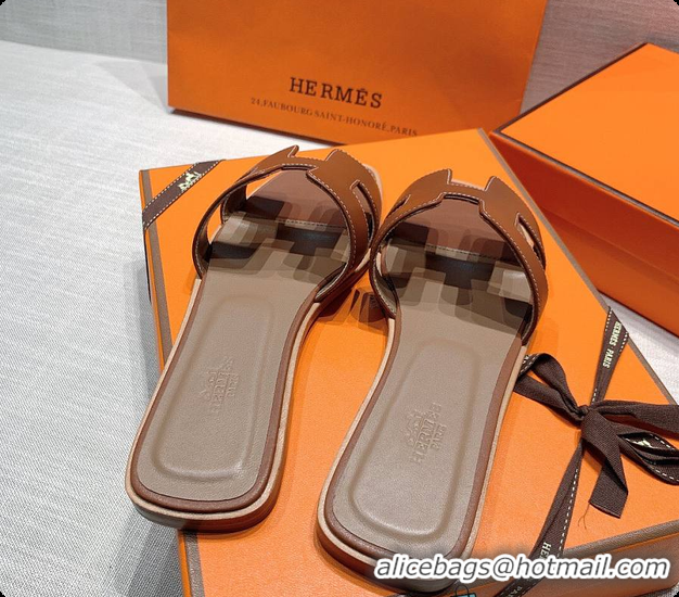 Durable Hermes Slippers Brown 60702410