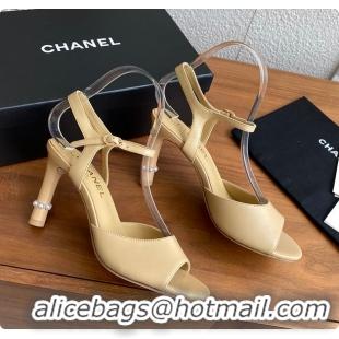 Discount Chanel 25 Métiers d’art Sandals/Heels Lambskin Camel Beige 60702504