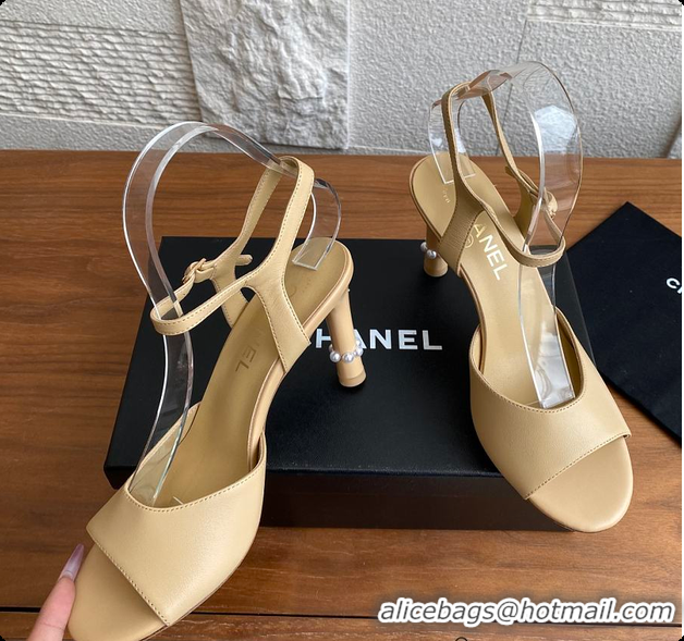 Discount Chanel 25 Métiers d’art Sandals/Heels Lambskin Camel Beige 60702504