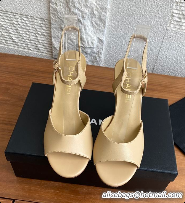Discount Chanel 25 Métiers d’art Sandals/Heels Lambskin Camel Beige 60702504
