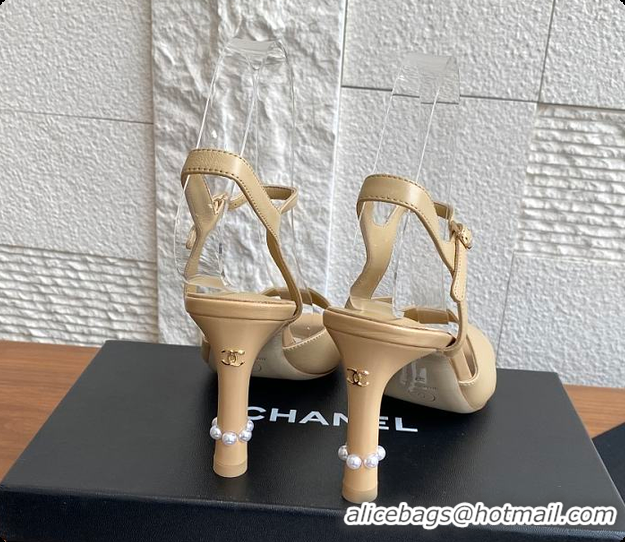 Discount Chanel 25 Métiers d’art Sandals/Heels Lambskin Camel Beige 60702504