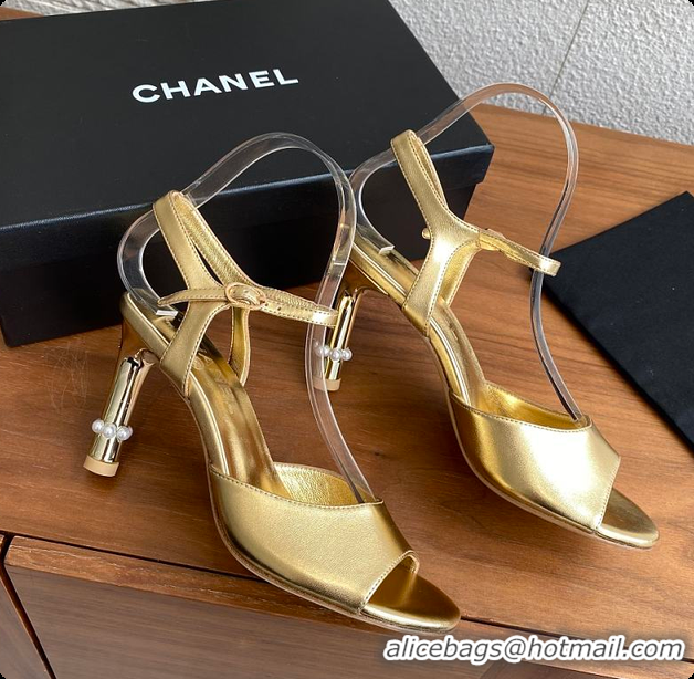 Top Grade Chanel 25 Métiers d’art Sandals/Heels Lambskin Gold 60702504