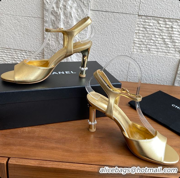 Top Grade Chanel 25 Métiers d’art Sandals/Heels Lambskin Gold 60702504