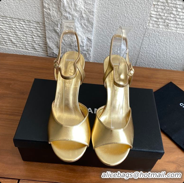 Top Grade Chanel 25 Métiers d’art Sandals/Heels Lambskin Gold 60702504