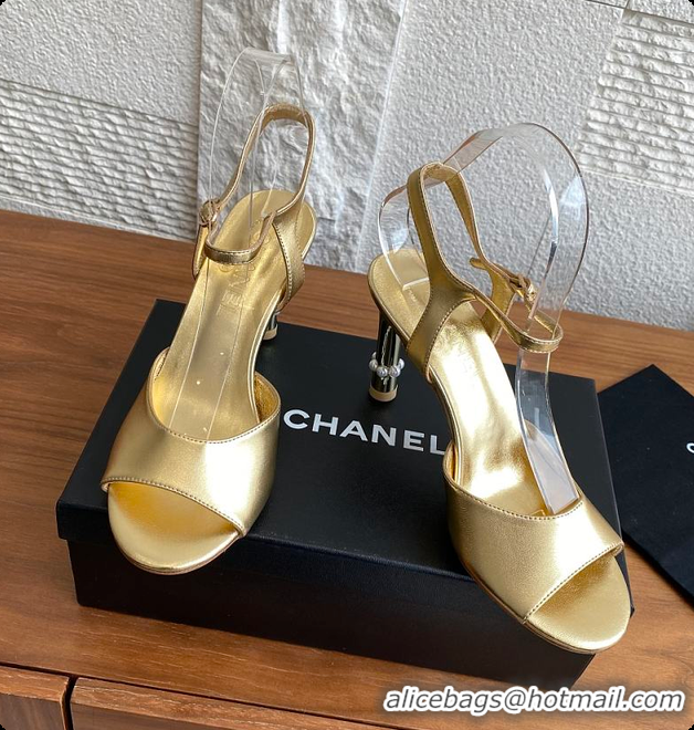 Top Grade Chanel 25 Métiers d’art Sandals/Heels Lambskin Gold 60702504