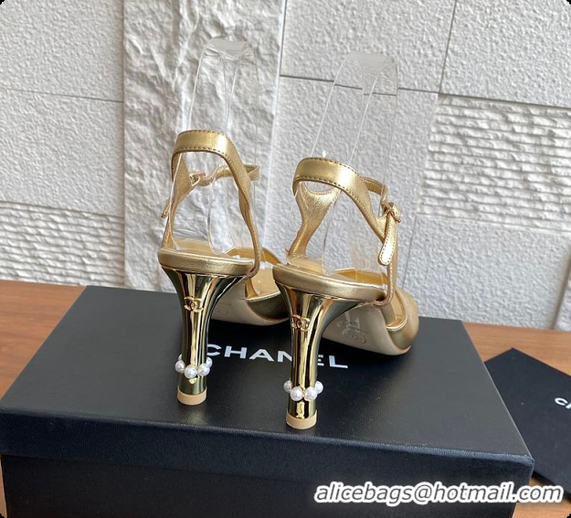 Top Grade Chanel 25 Métiers d’art Sandals/Heels Lambskin Gold 60702504