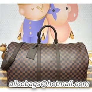 Buy Discount Louis Vuitton Damier Ebene Canvas Keepall Bandouliere 55 Bag N41414