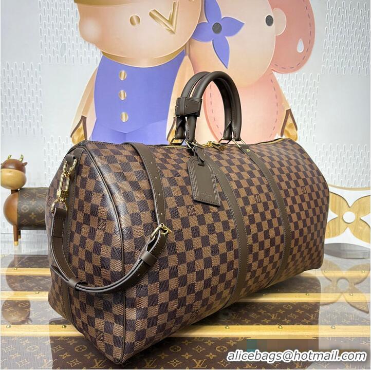 Buy Discount Louis Vuitton Damier Ebene Canvas Keepall Bandouliere 55 Bag N41414