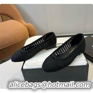 Best Product Chanel Spring-Summer 25P Raphia Ballet Flats in Noir 60702602