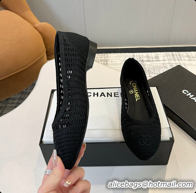 Best Product Chanel Spring-Summer 25P Raphia Ballet Flats in Noir 60702602