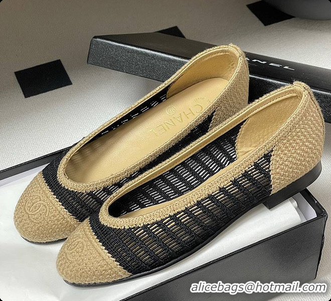 Good Product Chanel Spring-Summer 25P Raphia Ballet Flats in Noir/Beige 60702603
