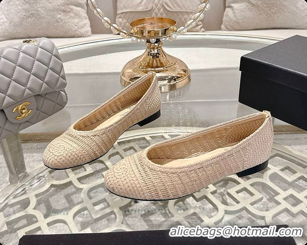 Cheap Price Chanel Spring-Summer 25P Raphia Ballet Flats in Beige 60702603