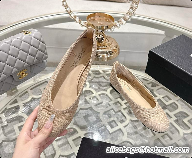 Cheap Price Chanel Spring-Summer 25P Raphia Ballet Flats in Beige 60702603