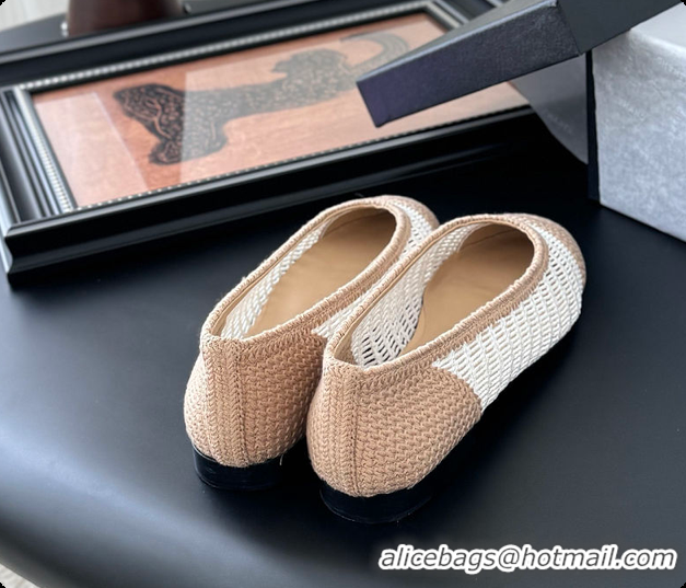 Luxurious Chanel Spring-Summer 25P Raphia Ballet Flats in White/Beige 60702603