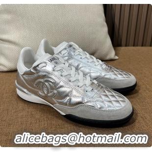 Good Quality Chanel Trainers Shiny Calfskin, Calfskin & Suede Calfskin Silver & White 60702604
