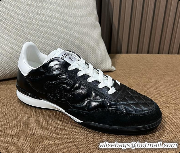Best Price Chanel Trainers Shiny Calfskin, Calfskin & Suede Calfskin Black & White 60702604