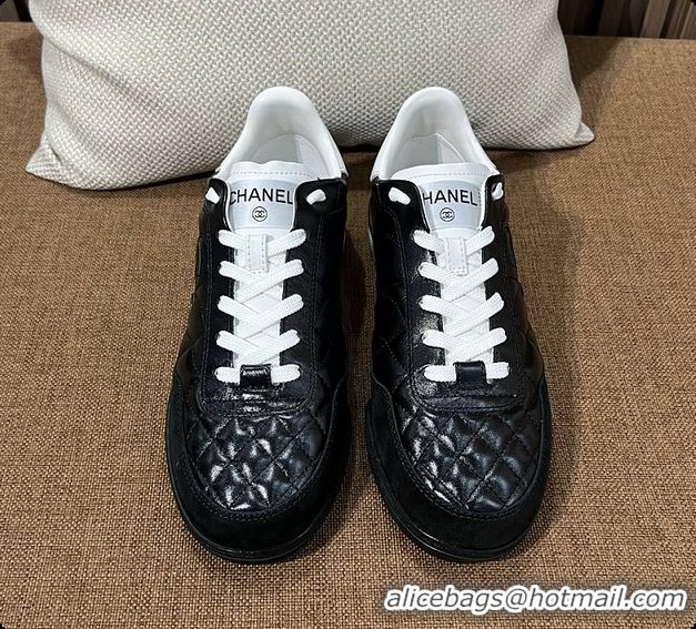 Best Price Chanel Trainers Shiny Calfskin, Calfskin & Suede Calfskin Black & White 60702604