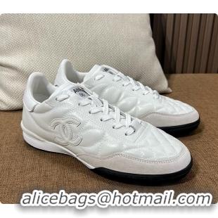Shop Duplicate Chanel Trainers Shiny Calfskin, Calfskin & Suede Calfskin White 60702604