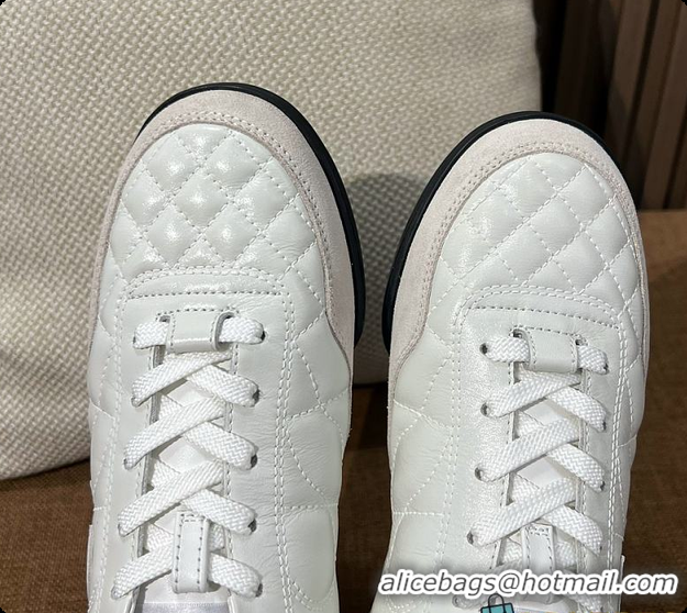 Shop Duplicate Chanel Trainers Shiny Calfskin, Calfskin & Suede Calfskin White 60702604