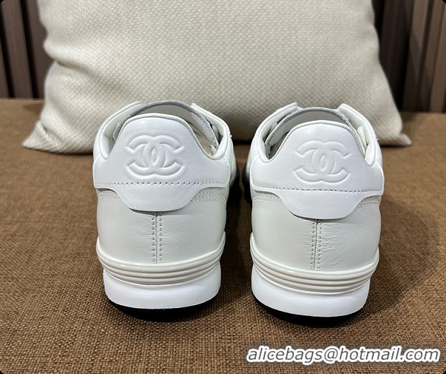 Shop Duplicate Chanel Trainers Shiny Calfskin, Calfskin & Suede Calfskin White 60702604