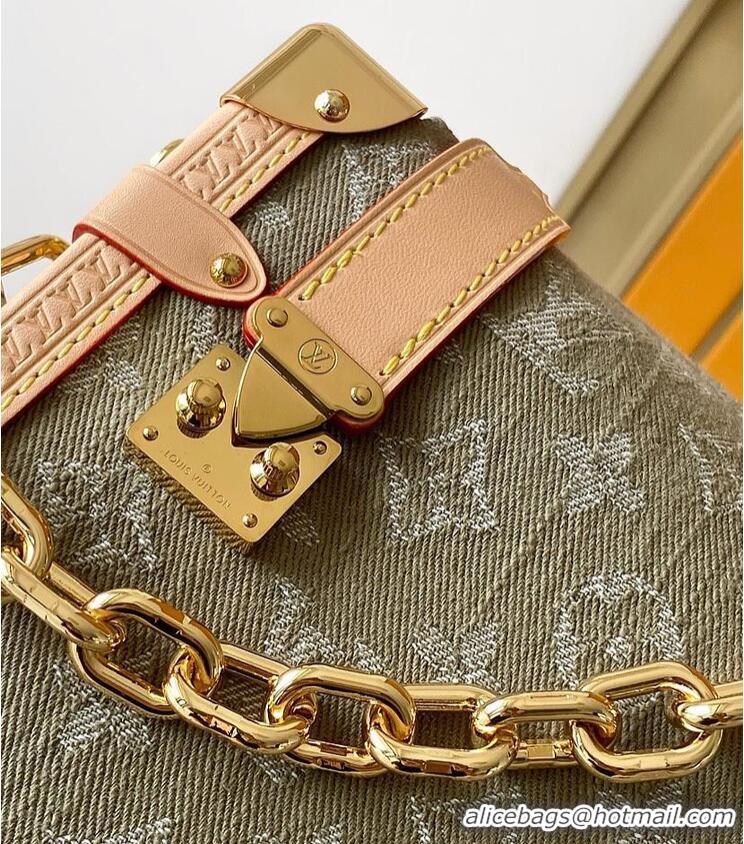 Luxury Discount Louis Vuitton Monogram Denim Side Trunk MM East West M27451 Green