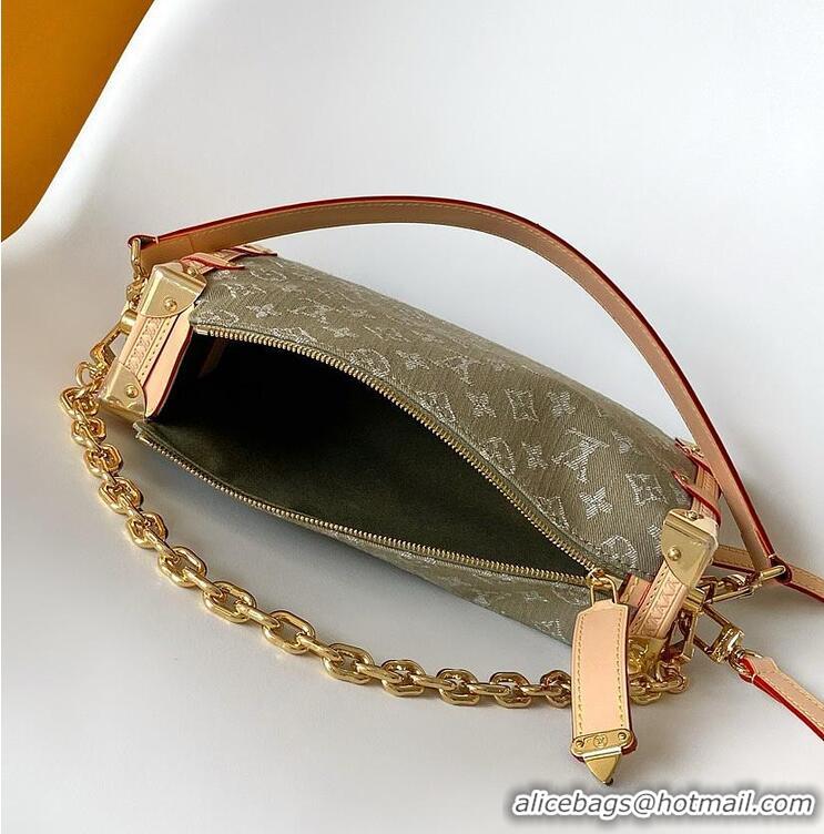 Luxury Discount Louis Vuitton Monogram Denim Side Trunk MM East West M27451 Green
