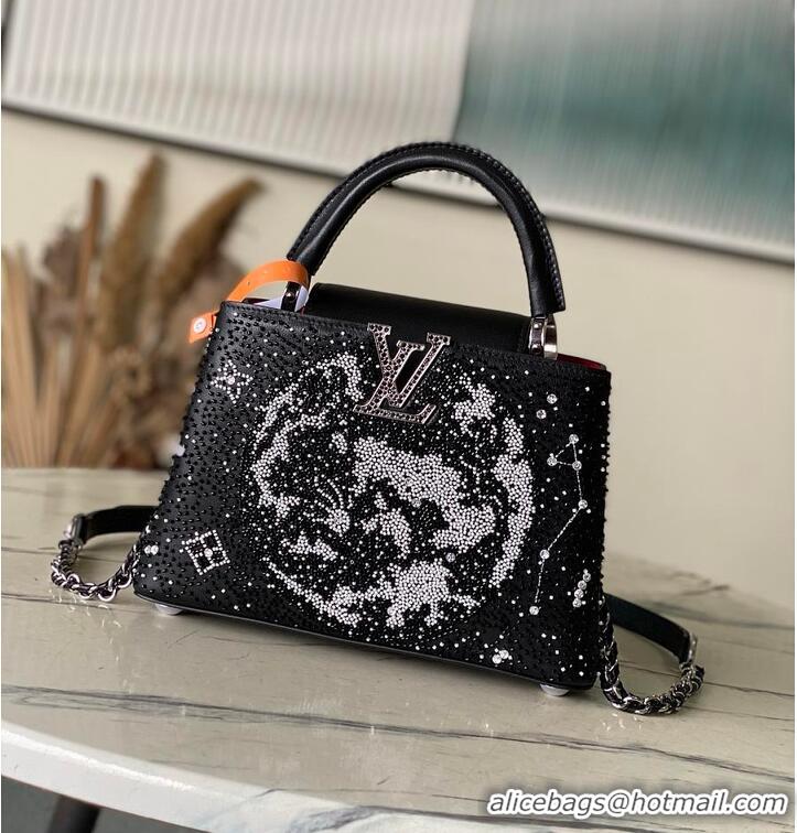 Pretty Style Louis Vuitton Capucines BB Crystal Embroidery Bag M27453 Black 2026