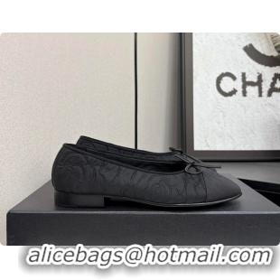 Most Popular Chanel Ballerina Shoes Embroidered Fabric & Grosgrain Fabric Black 60702610