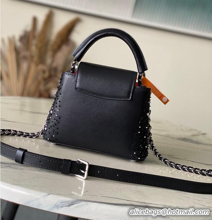 Super Quality Louis Vuitton Capucines Mini Crystal Embroidery Bag Black M27454 2026