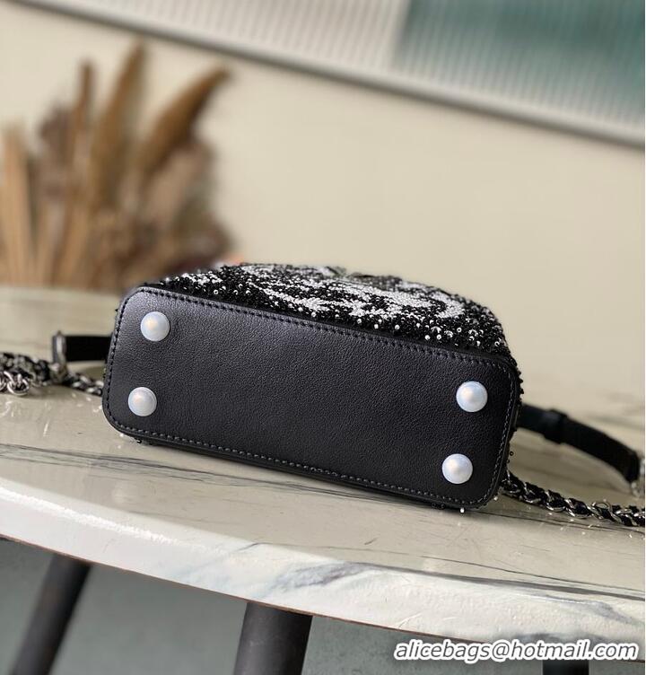 Super Quality Louis Vuitton Capucines Mini Crystal Embroidery Bag Black M27454 2026