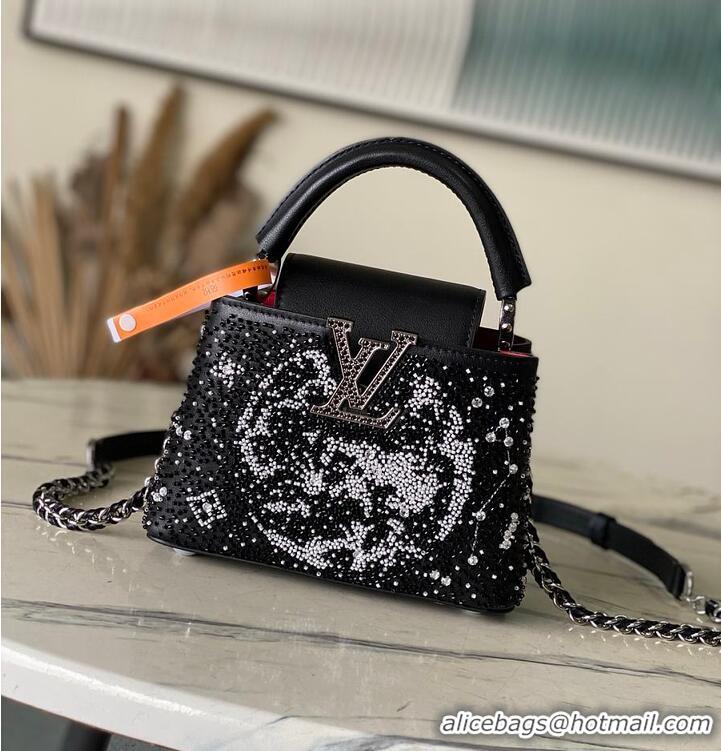 Super Quality Louis Vuitton Capucines Mini Crystal Embroidery Bag Black M27454 2026