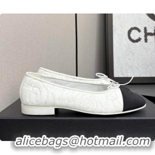 Good Looking Chanel Ballerina Shoes Embroidered Fabric & Grosgrain Fabric Black & White 60702612