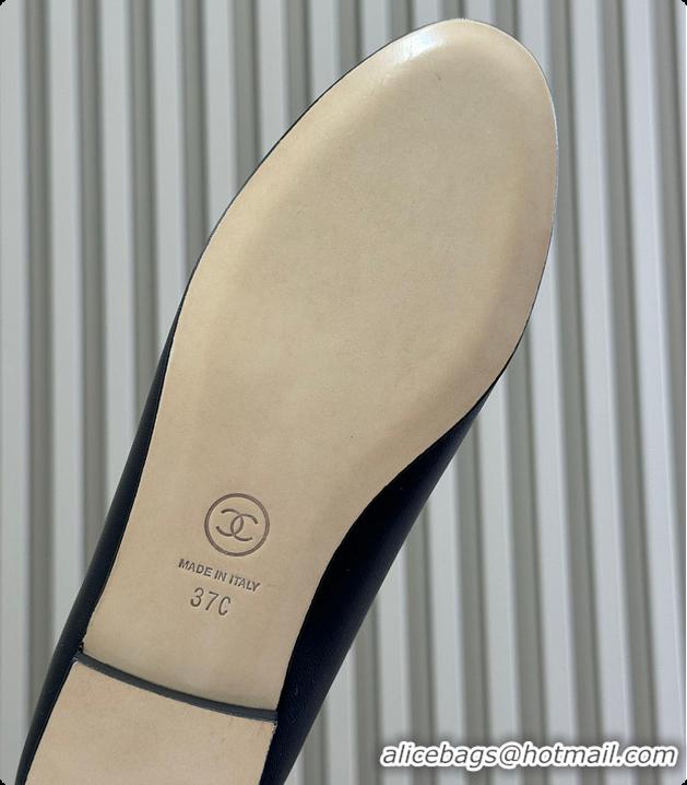 Low Price Chanel Ballerina Shoes Lambskin & Glossy Calfskin Black 1.5cm 60702614