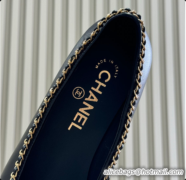 Low Price Chanel Ballerina Shoes Lambskin & Glossy Calfskin Black 1.5cm 60702614