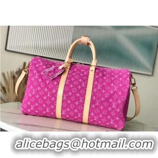 Pretty Style Louis Vuitton Monogram Denim Keepall Bandouliere 45 M27357 Fuchsia 2026