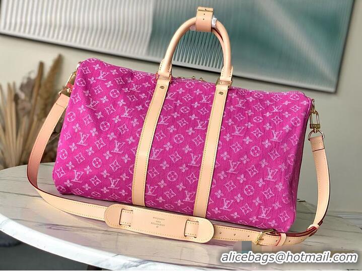 Pretty Style Louis Vuitton Monogram Denim Keepall Bandouliere 45 M27357 Fuchsia 2026