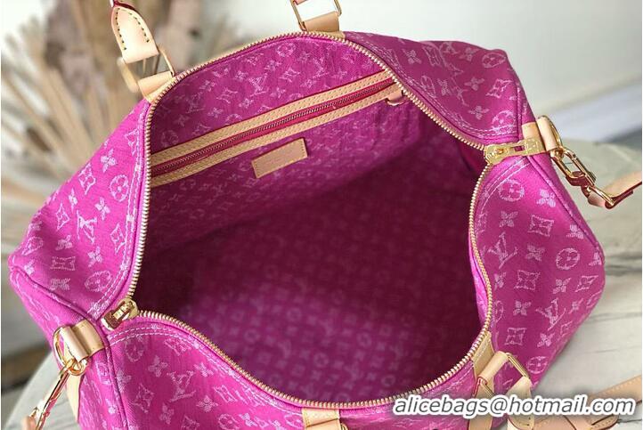 Pretty Style Louis Vuitton Monogram Denim Keepall Bandouliere 45 M27357 Fuchsia 2026