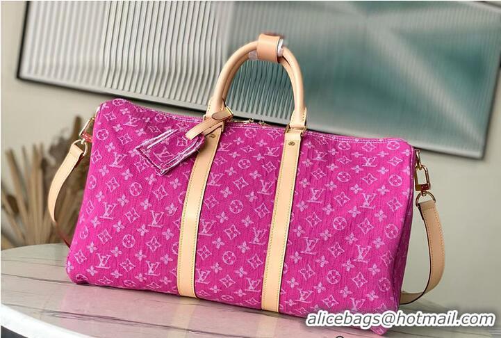 Pretty Style Louis Vuitton Monogram Denim Keepall Bandouliere 45 M27357 Fuchsia 2026