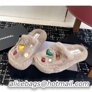 Unique Style Chanel Classic Four-Season CC Furry Slippers Light Brown 60702615