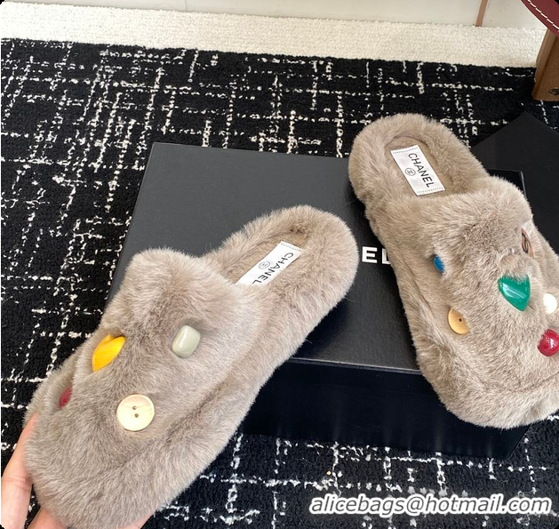 Unique Style Chanel Classic Four-Season CC Furry Slippers Light Brown 60702615