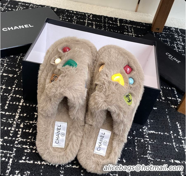 Unique Style Chanel Classic Four-Season CC Furry Slippers Light Brown 60702615
