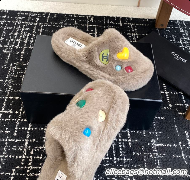 Unique Style Chanel Classic Four-Season CC Furry Slippers Light Brown 60702615