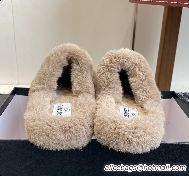 Unique Style Chanel Classic Four-Season CC Furry Slippers Light Brown 60702615