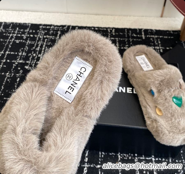 Unique Style Chanel Classic Four-Season CC Furry Slippers Light Brown 60702615