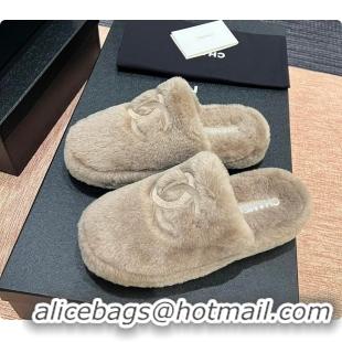 Good Quality Chanel Slippers Double-sided Sheared Wool Light Brown 60702615