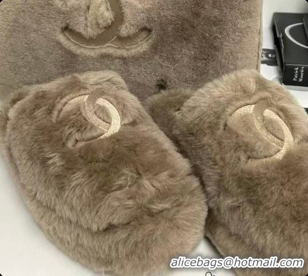 Good Quality Chanel Slippers Double-sided Sheared Wool Light Brown 60702615